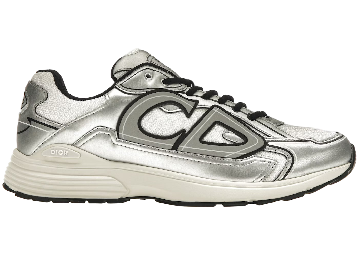 Dior B30 Blanco Mesh Piel de becerro metalizada en tono plateado