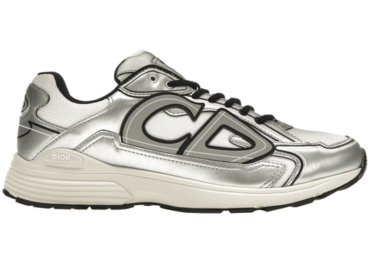 Dior B30 Blanco Mesh Piel de becerro metalizada en tono plateado