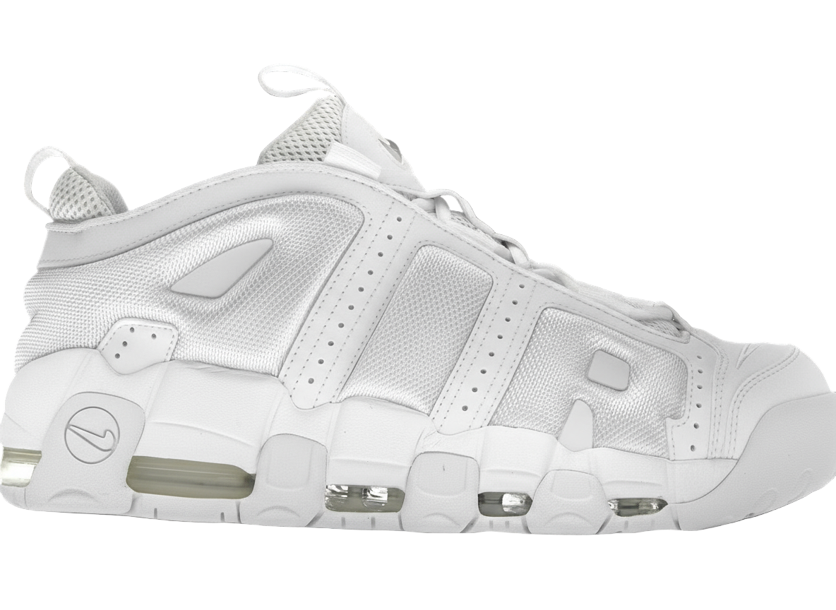 Nike Air More Uptempo Low en blanco monocromático
