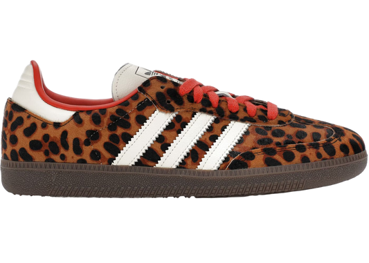 adidas Samba OG Preloved en rojo con estampado de leopardo